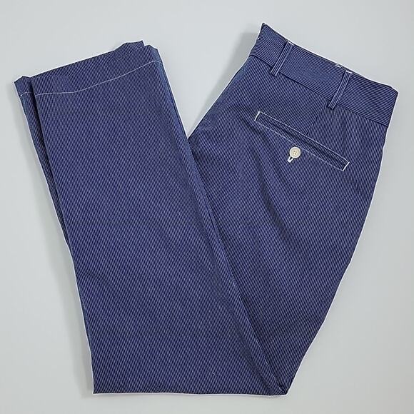 Max 'N Chester Jeffery B Indigo Fineline Blue Pinstripe Pants 36 RUNS SMALL - Picture 1 of 15